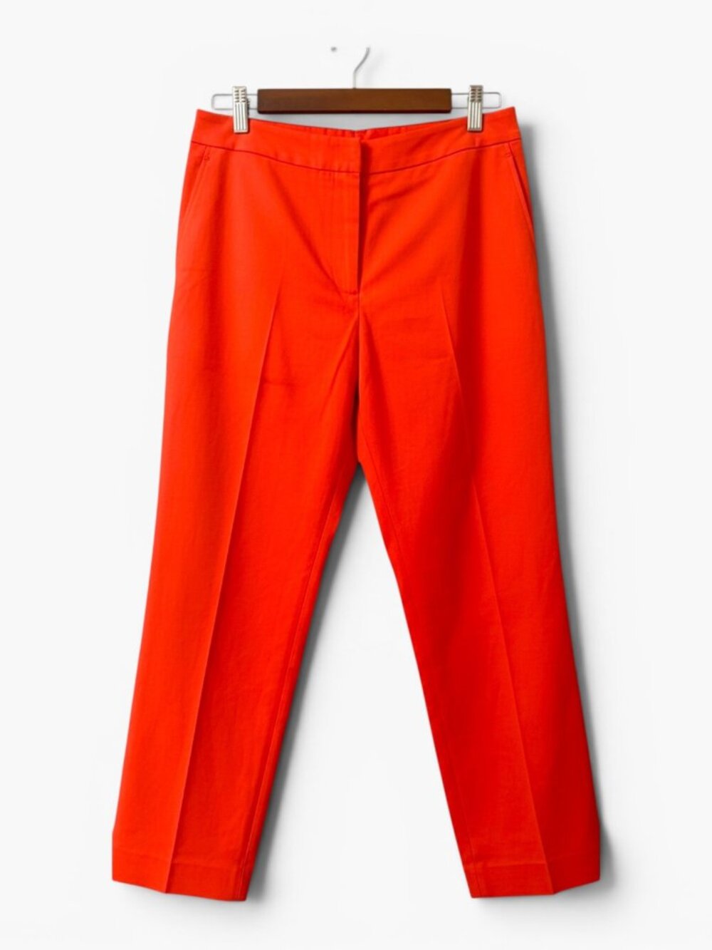NWT Argent Easy Tailored Trouser Wool in Bright Orange Elastic Back Sz 10 $268